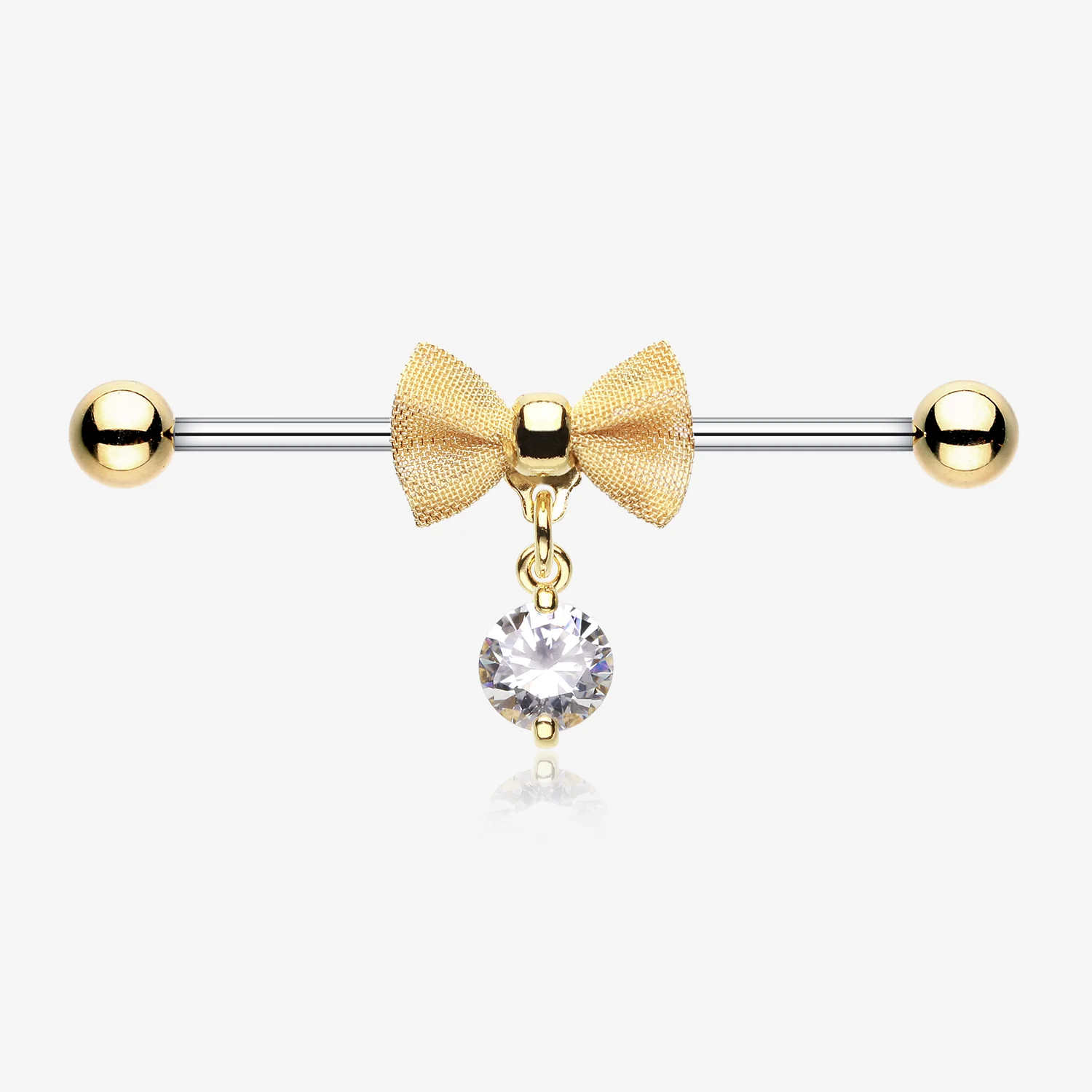 Golden Adorable Mesh Bow-Tie Industrial Barbell