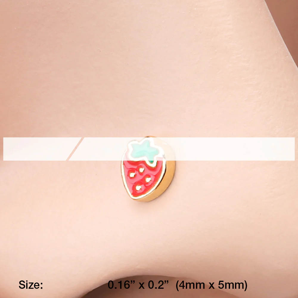 Golden Adorable Strawberry Nose Stud Ring - Image 3
