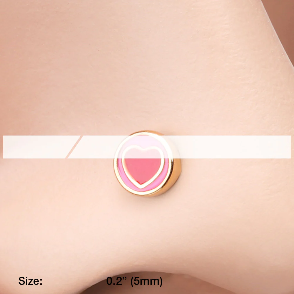 Golden Adorable Valentine Heart Nose Stud Ring - Image 3