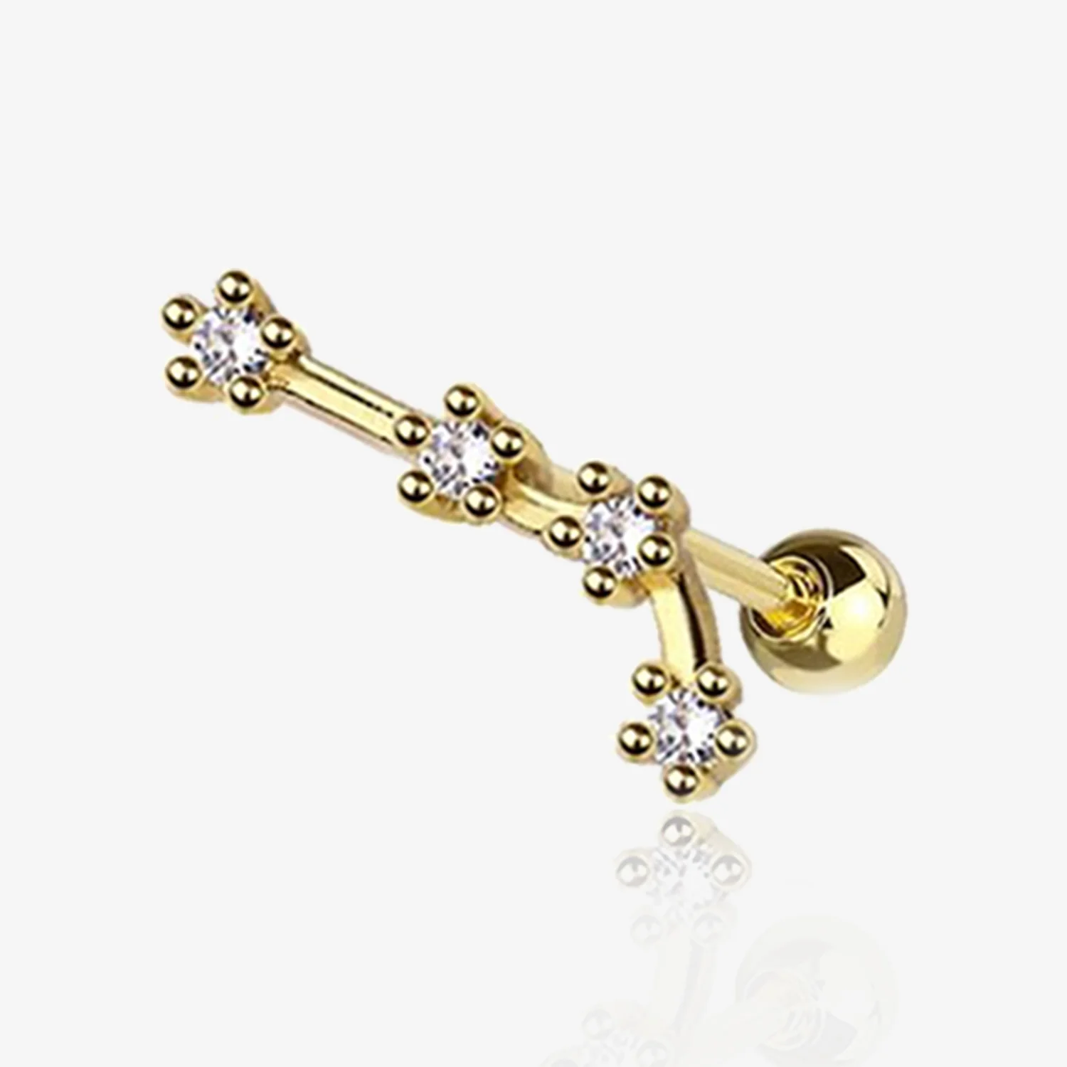 Golden Aeries Zodiac Multi-Gem Sparkles Cartilage Tragus Barbell