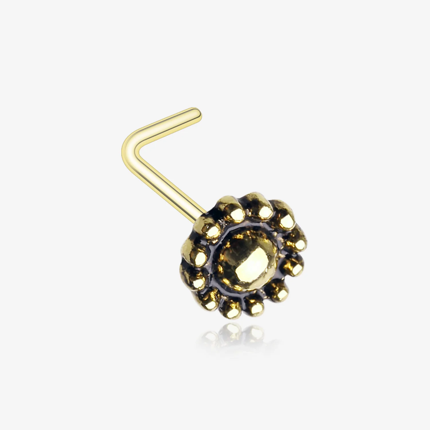 Golden Aira Filigree Icon L-Shaped Nose Ring