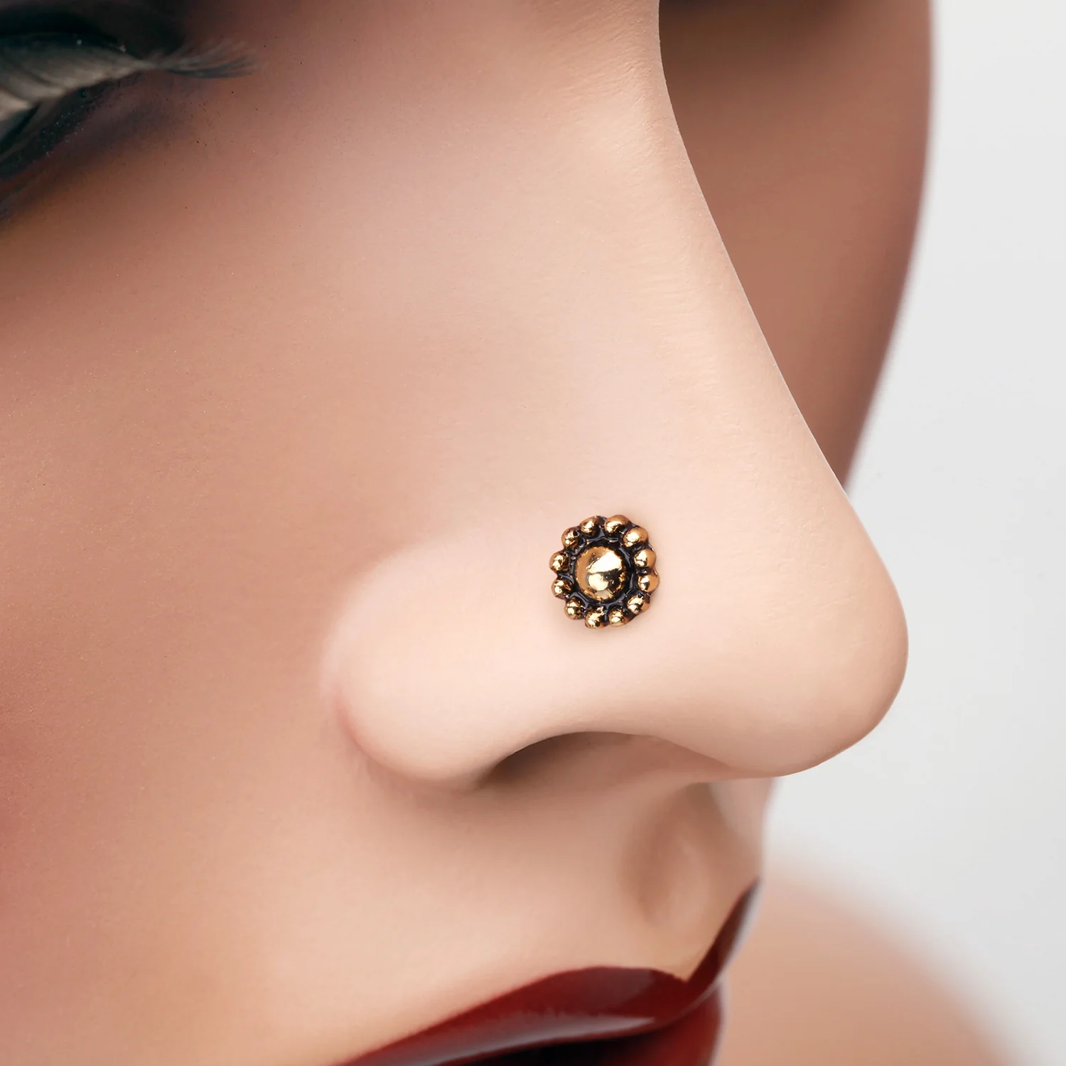 Golden Aira Filigree Icon L-Shaped Nose Ring - Image 2