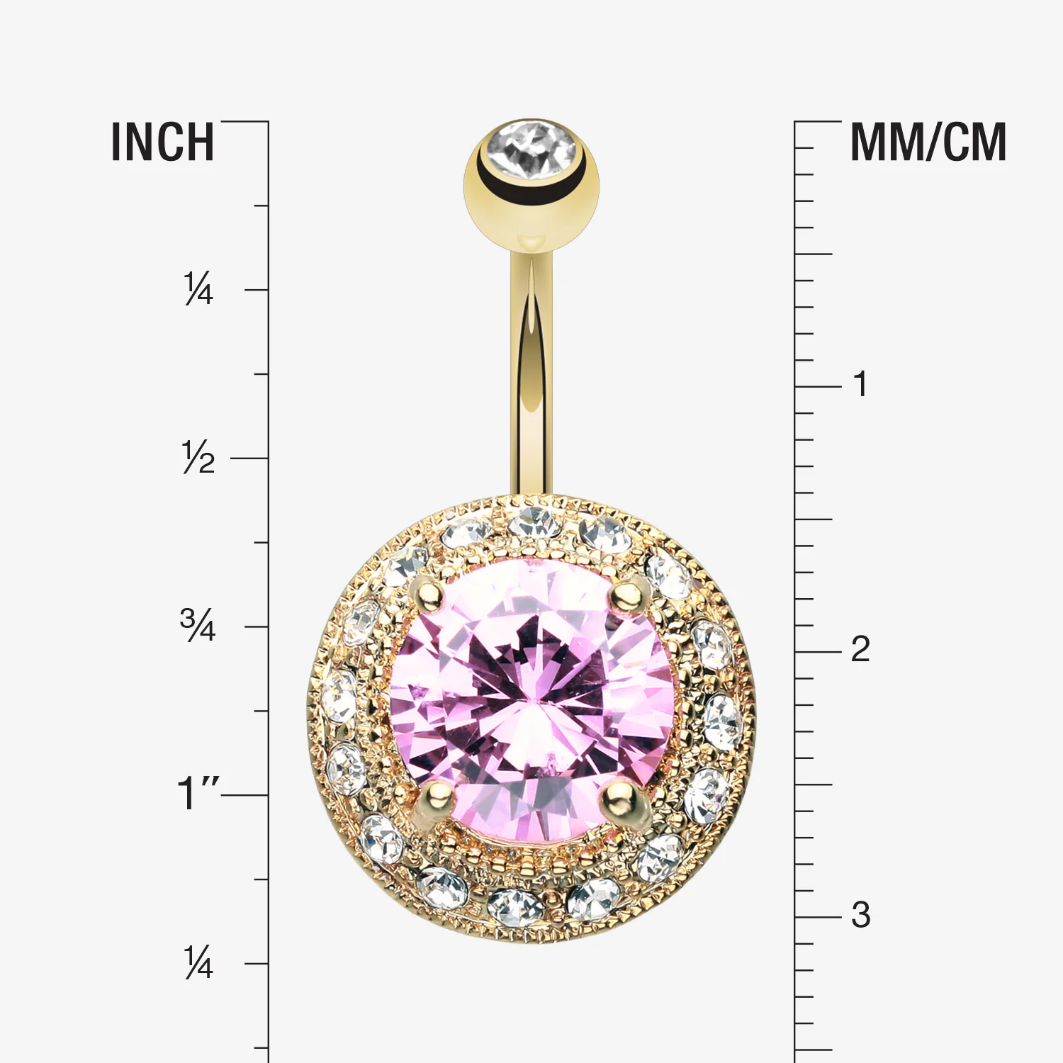Golden Allure Prong Gem Belly Button Ring - Image 2