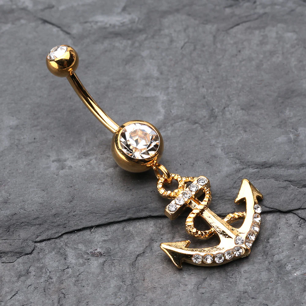 Golden Anchor Dock Belly Button Ring - Image 3
