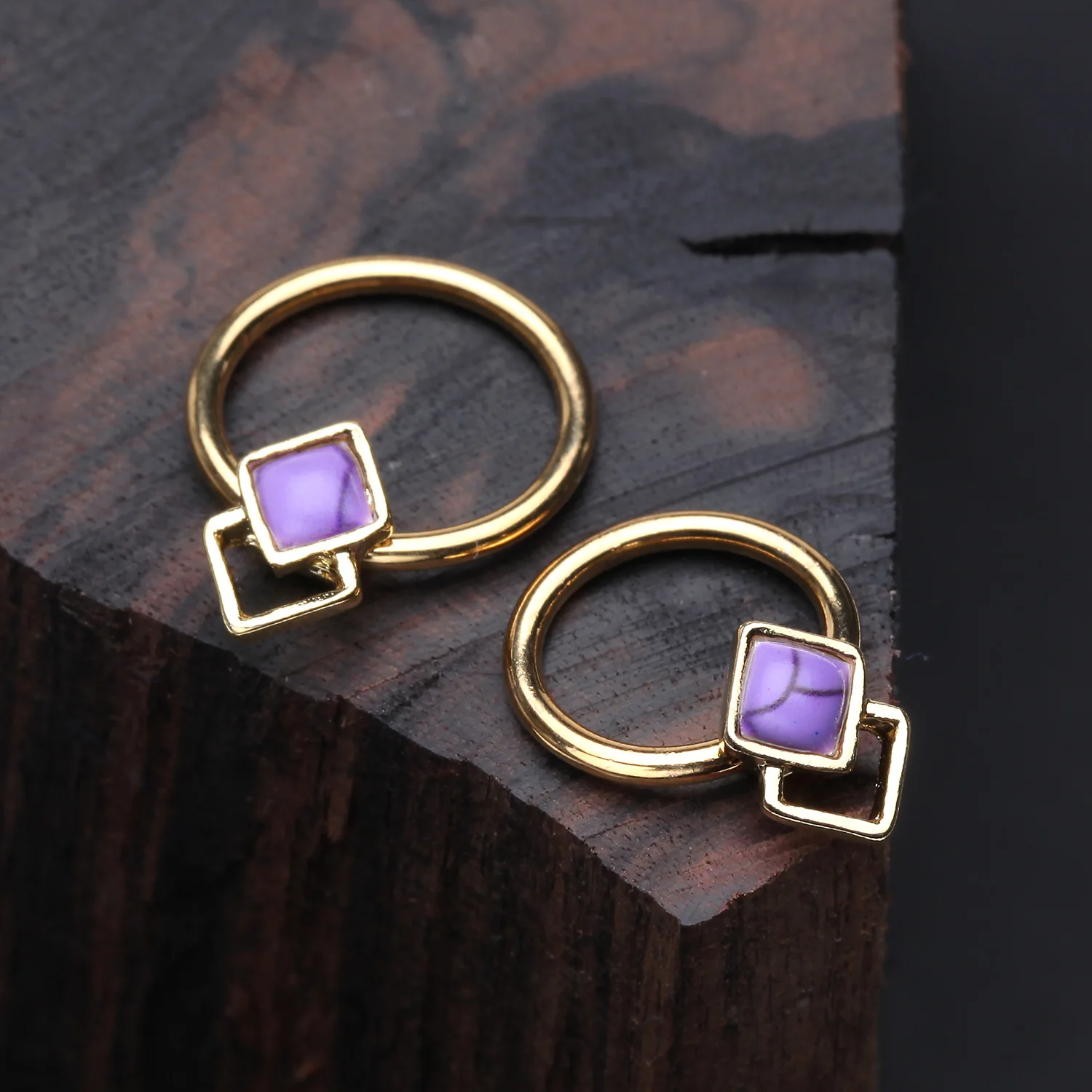 Golden Aphrodite Stone Tessel Captive Bead Ring - Image 2