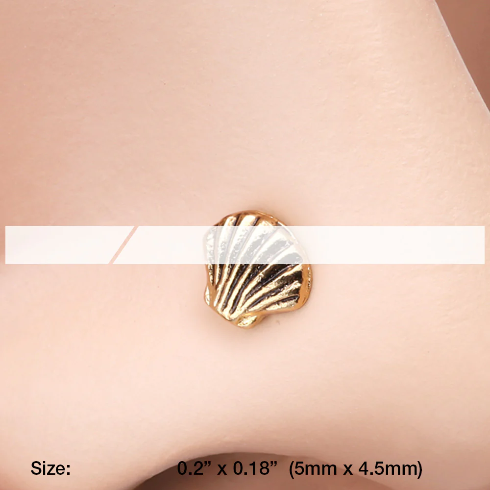 Golden Ariel's Shell Icon L-Shaped Nose Ring - Image 3