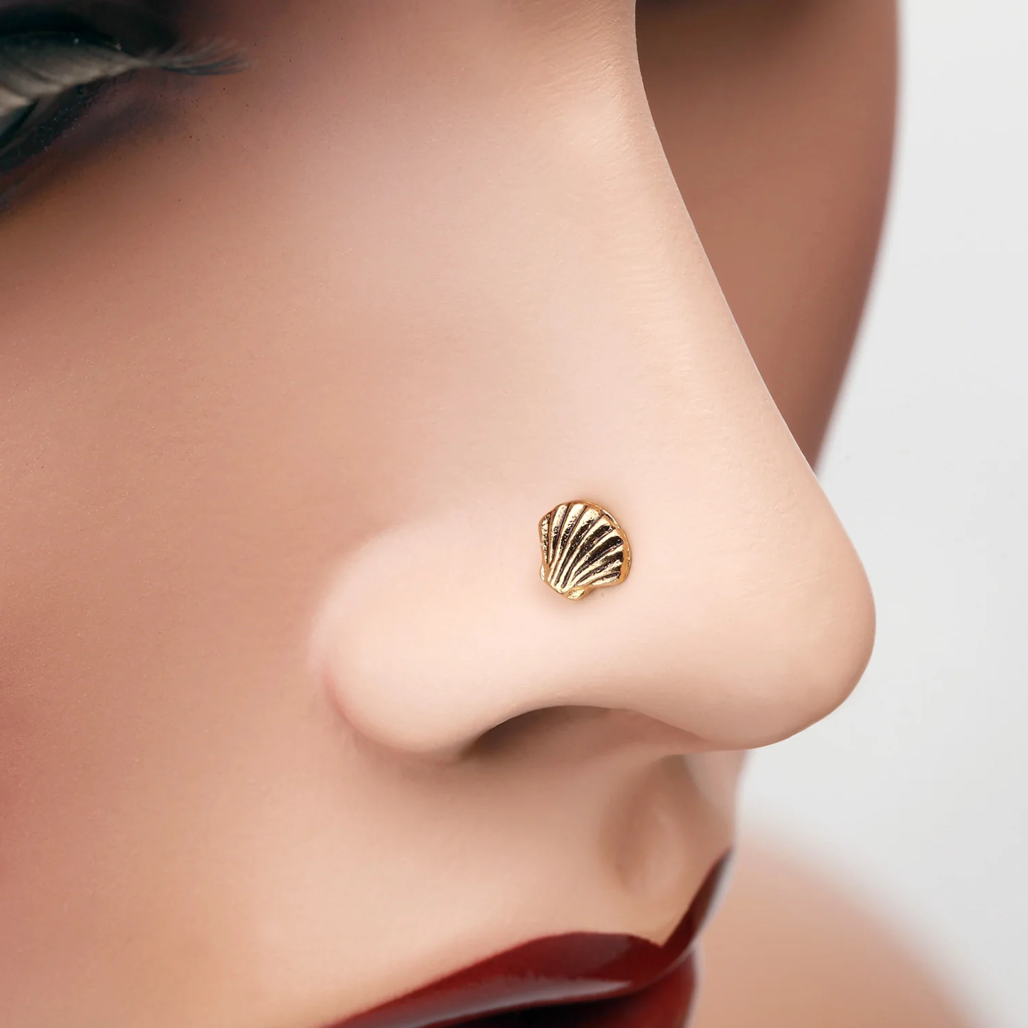 Golden Ariel's Shell Icon Nose Stud Ring - Image 2