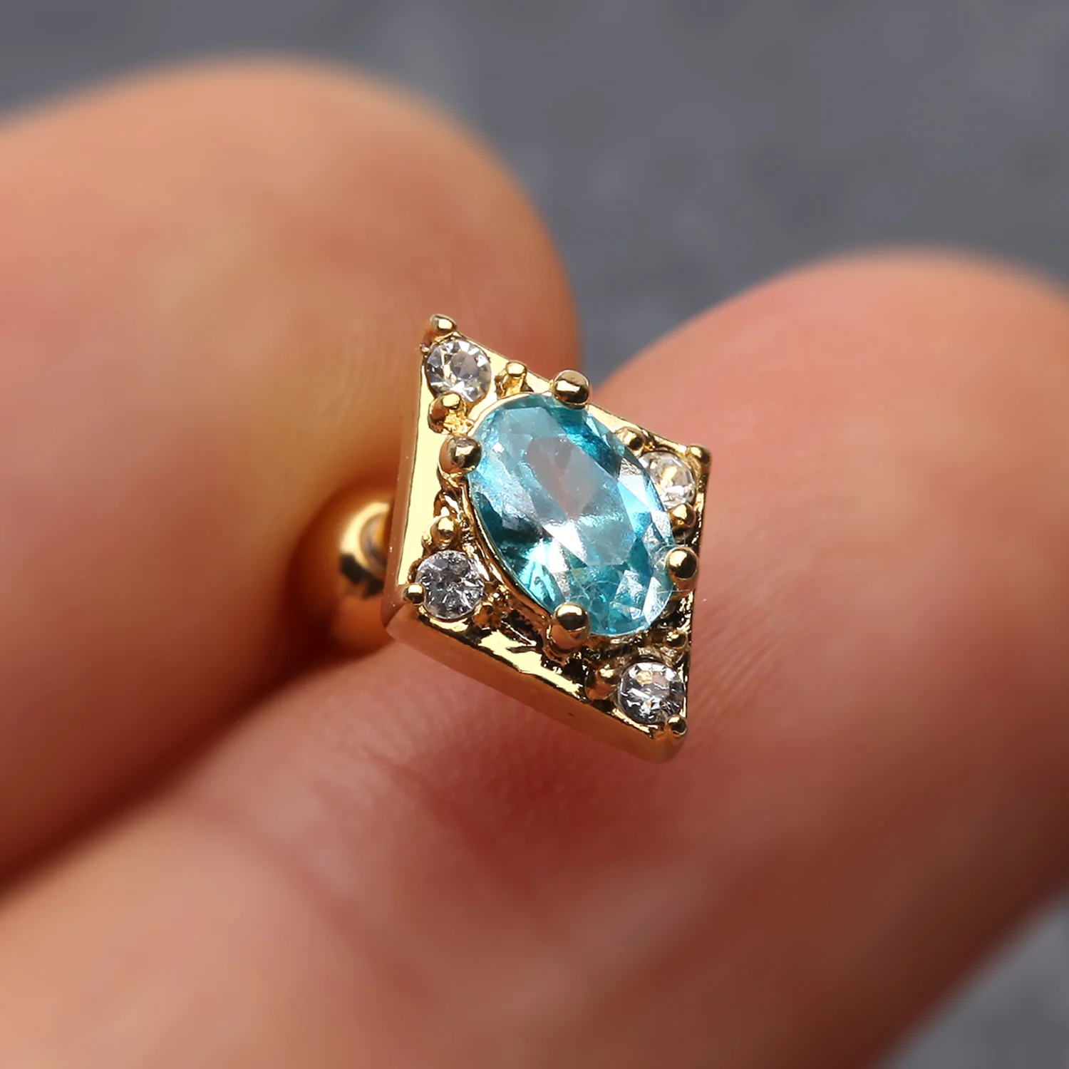 Golden Astraea Sparkle Diamond Cartilage Tragus Earring - Image 2