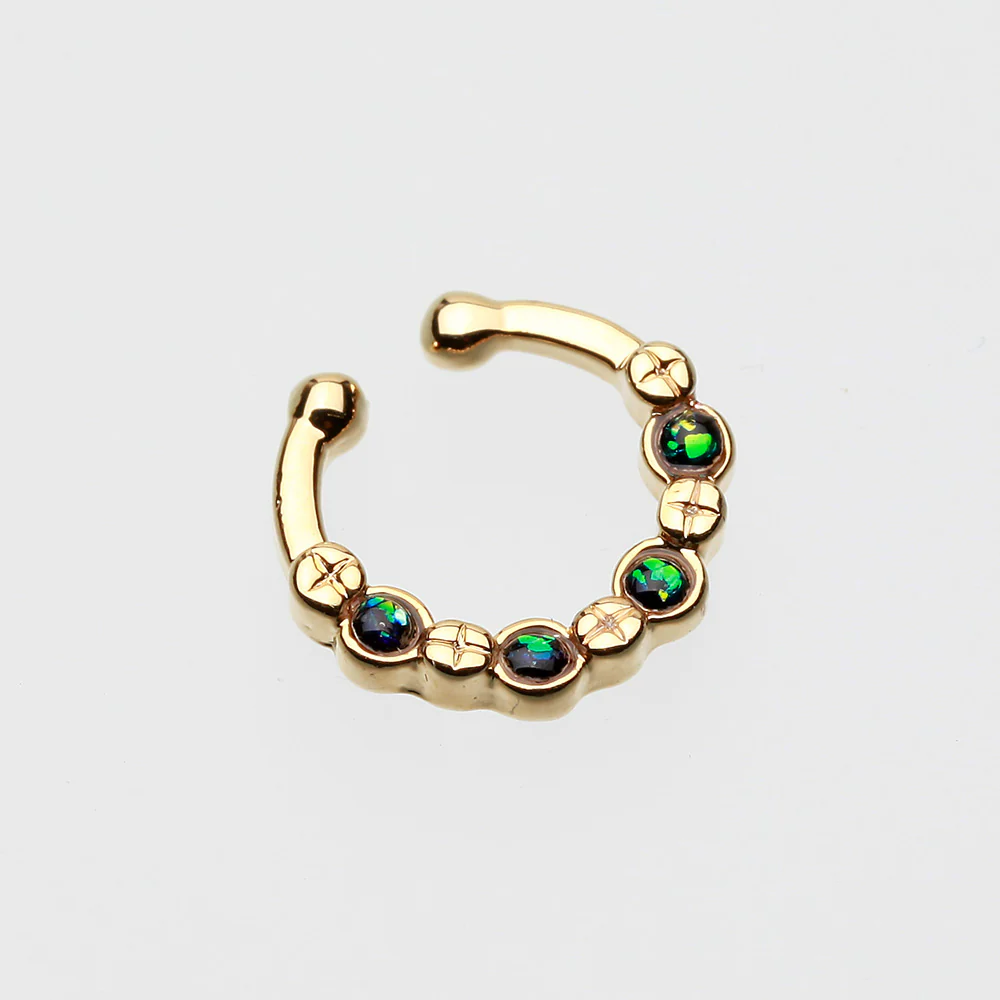 Golden Aurea Sparkle Fake Septum Clip-On Ring - Image 3