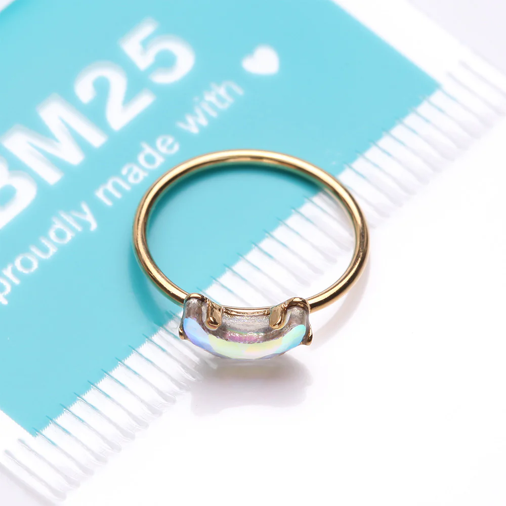 Golden Aurora Crescent Moon Iridescent Sparkle Bendable Hoop Ring - Image 4
