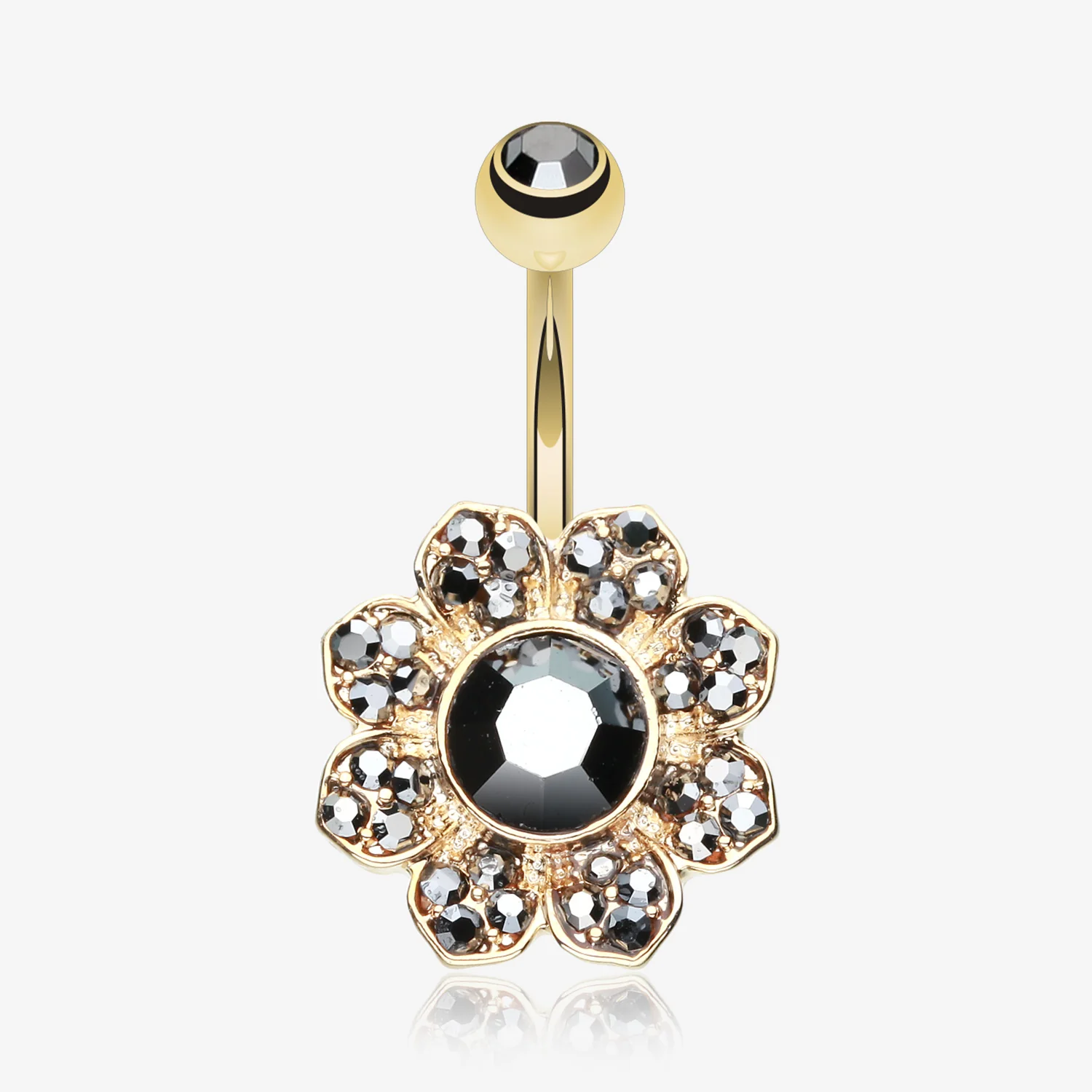 Golden Avens Flower Sparkle Belly Button Ring