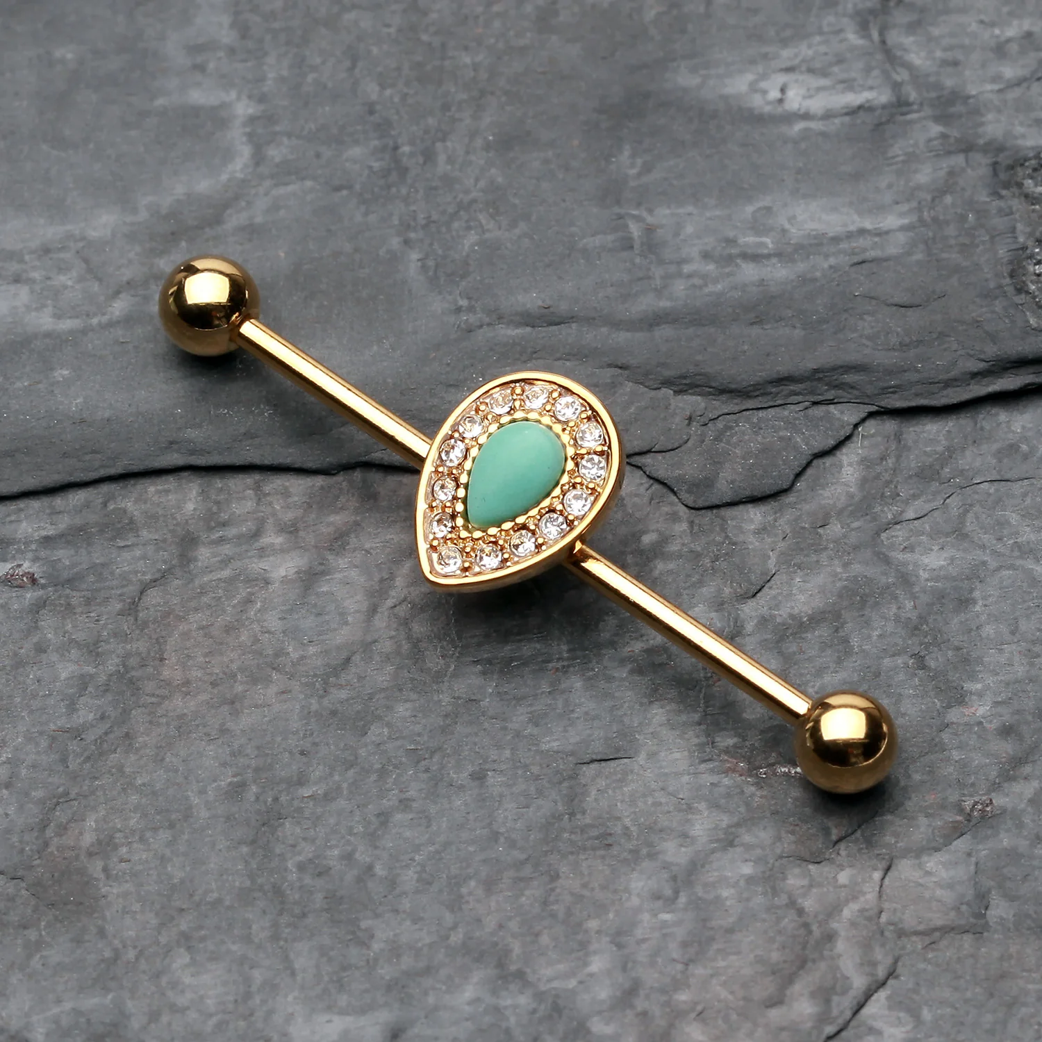 Golden Avice Turquoise Industrial Barbell - Image 2