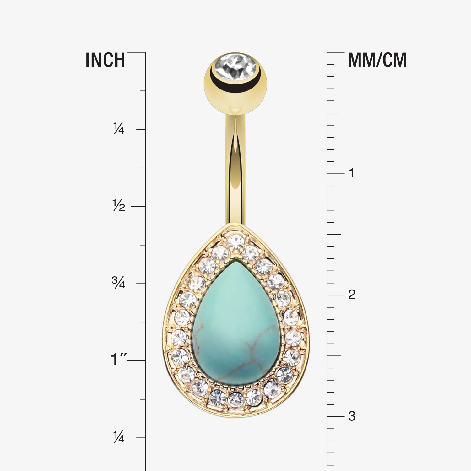 Golden Avice Turquoise Multi-Gem Belly Button Ring - Image 2