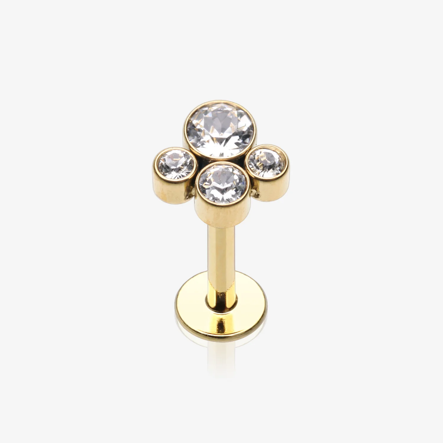 Golden Bali Bauble Sparkle Top Internally Threaded Steel Labret