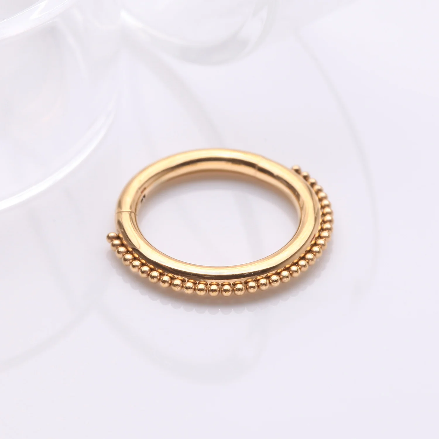 Golden Bali Beaded Ball Essence Steel Clicker Hoop Ring - Image 2