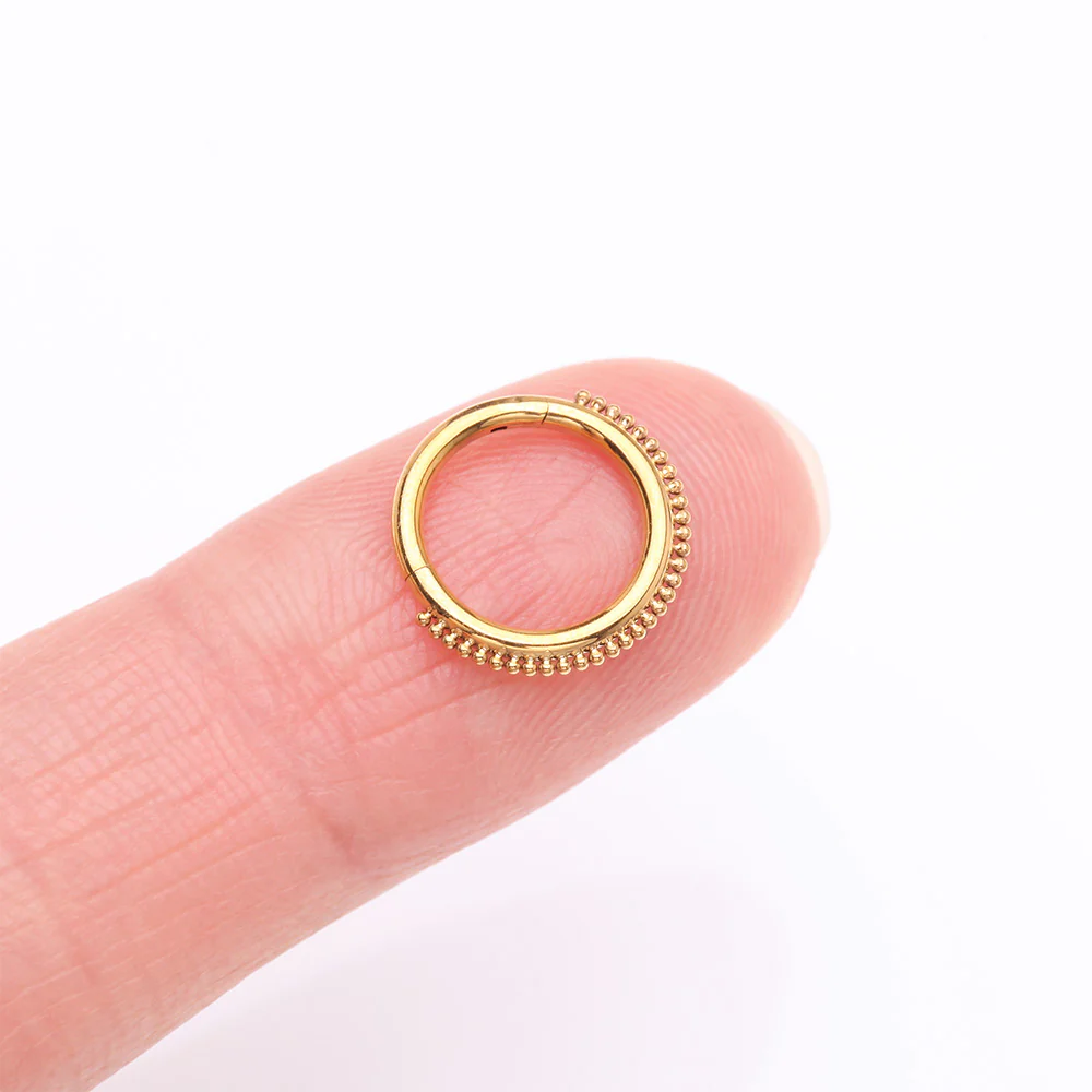 Golden Bali Beaded Ball Essence Steel Clicker Hoop Ring - Image 3