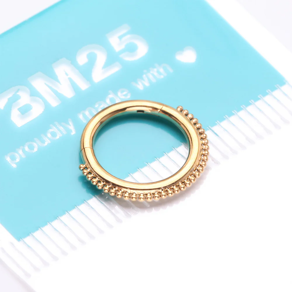 Golden Bali Beaded Ball Essence Steel Clicker Hoop Ring - Image 5