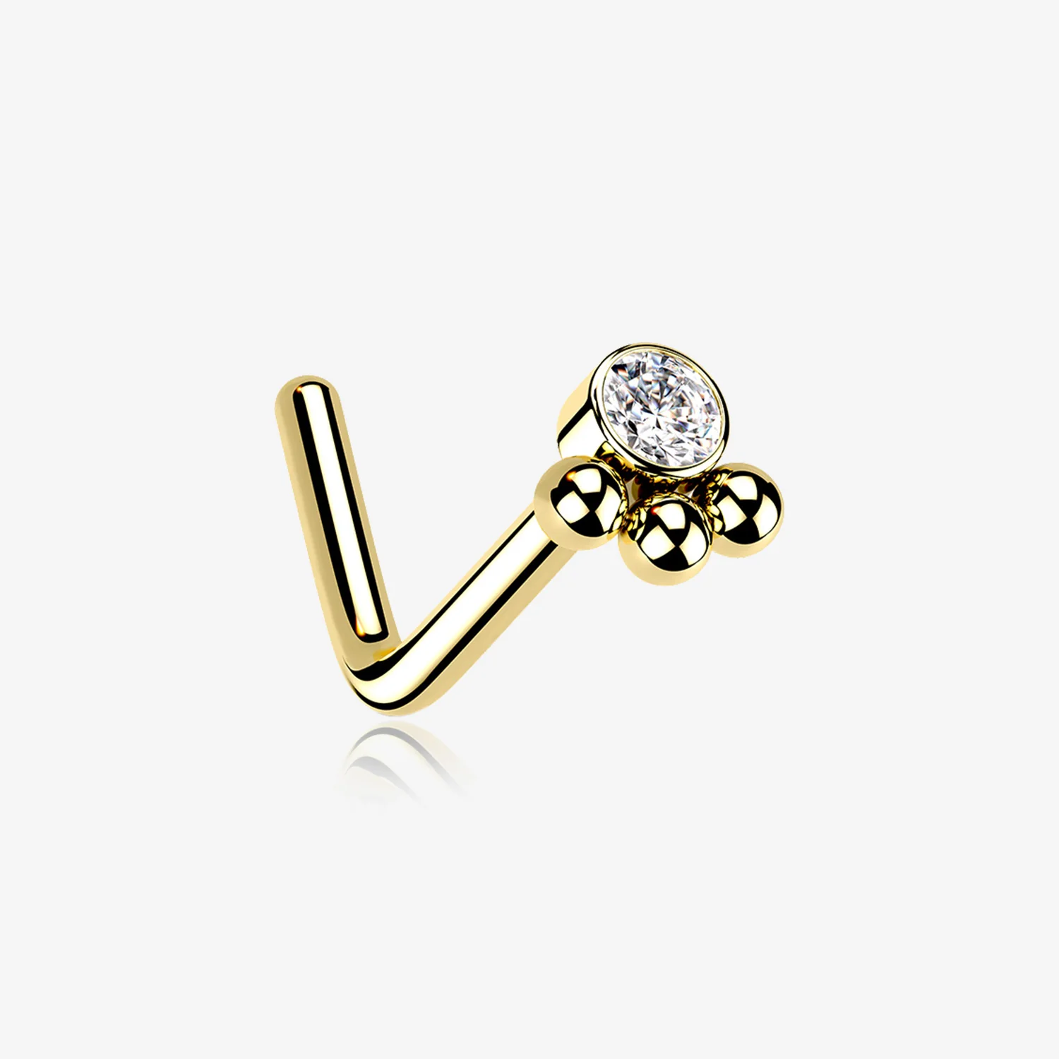 Golden Bali Beads Sparkle Steel L-Shaped Nose Ring