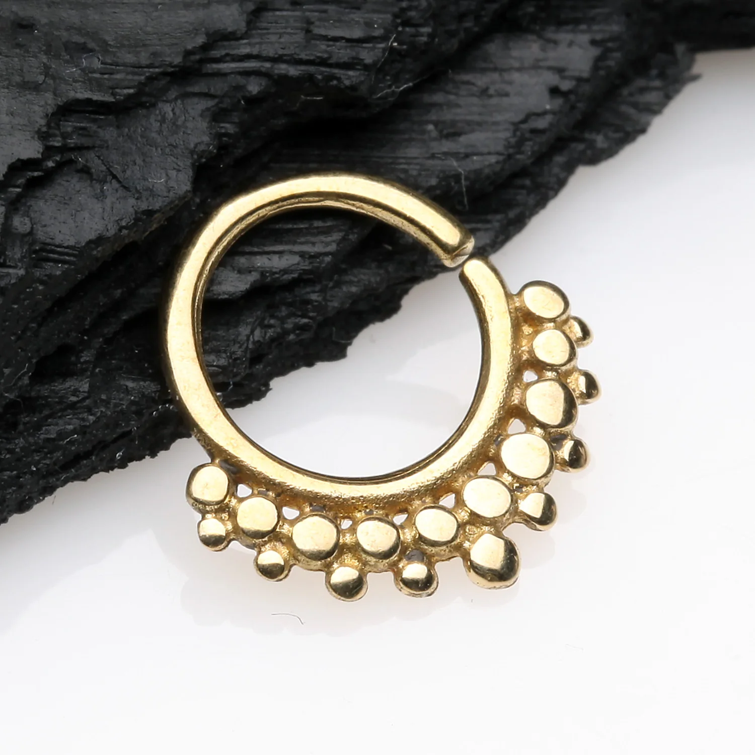 Golden Bali Tribal Beads Brass Bendable Twist Hoop Ring - Image 2