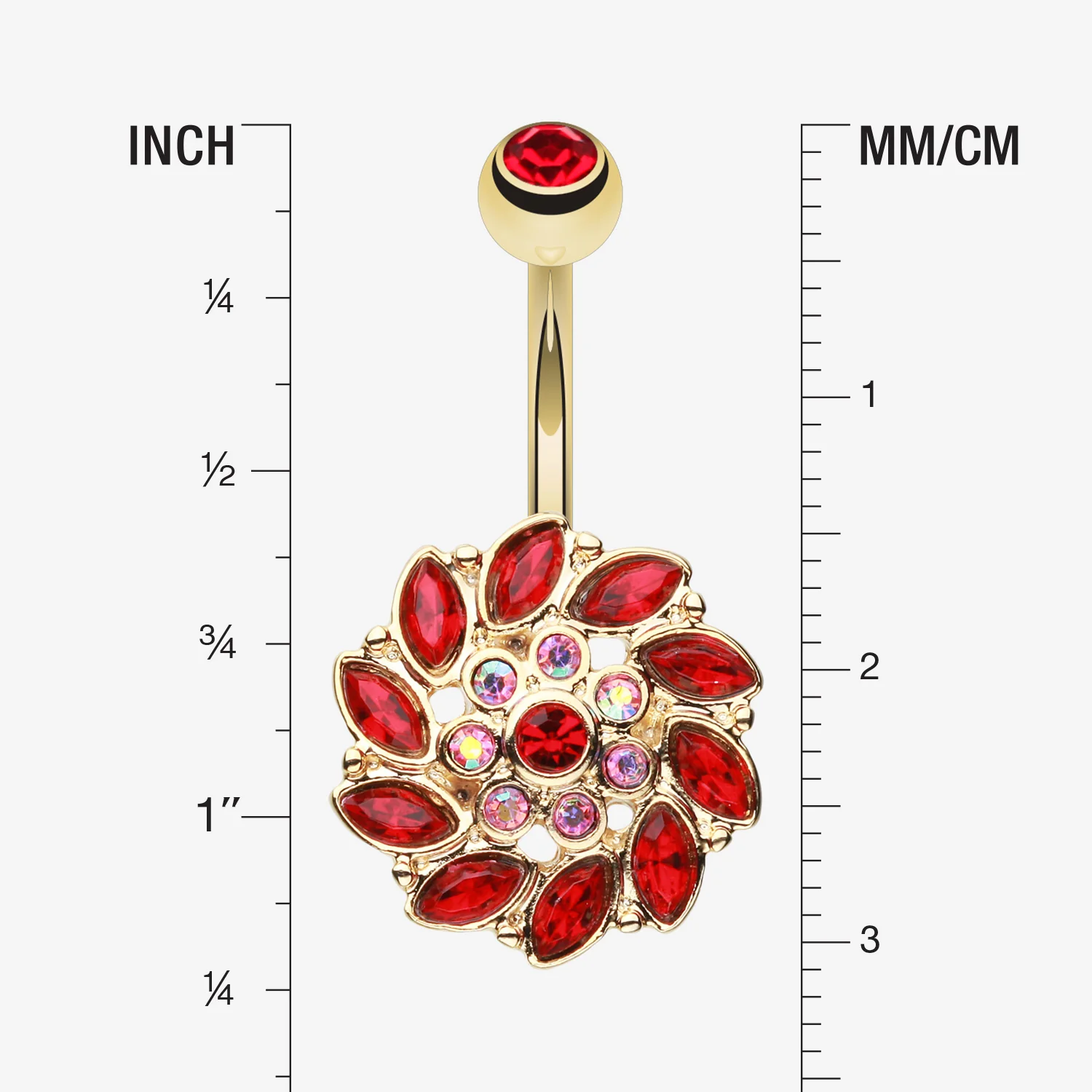 Golden Bera Sun Multi-Gem Belly Button Ring - Image 2