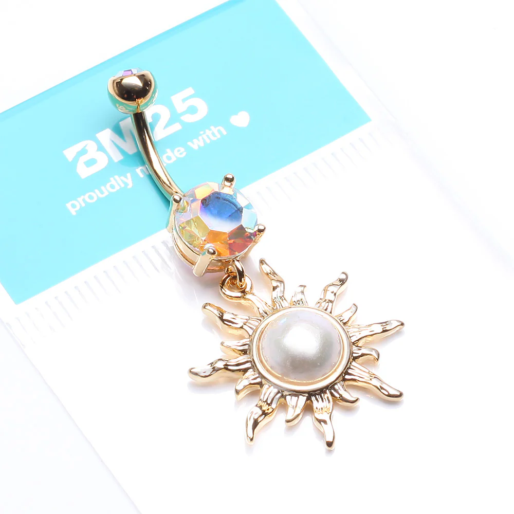 Golden Blazing Sun Belly Button Ring - Image 5