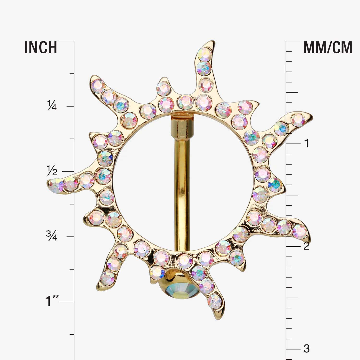 Golden Blazing Sun Eclipse Reverse Belly Button Ring - Image 2