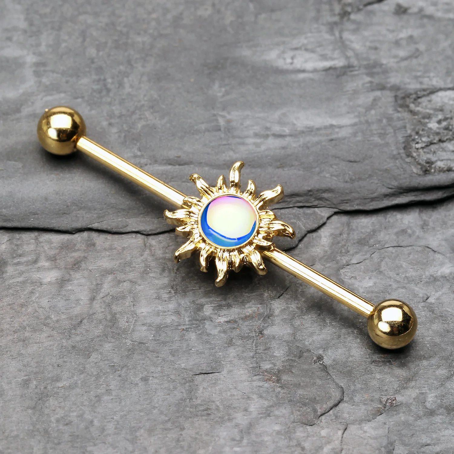 Golden Blazing Sun Industrial Barbell - Image 2
