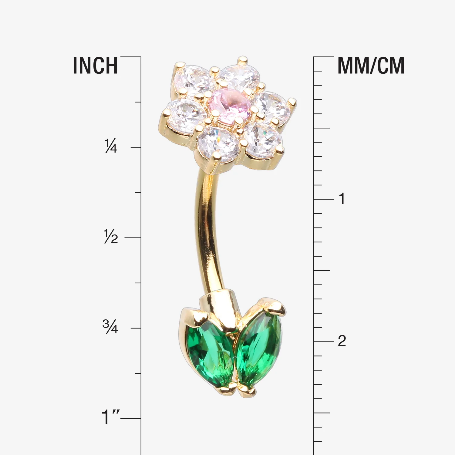 Golden Blooming Sparkle Spring Flower Belly Button Ring - Image 2