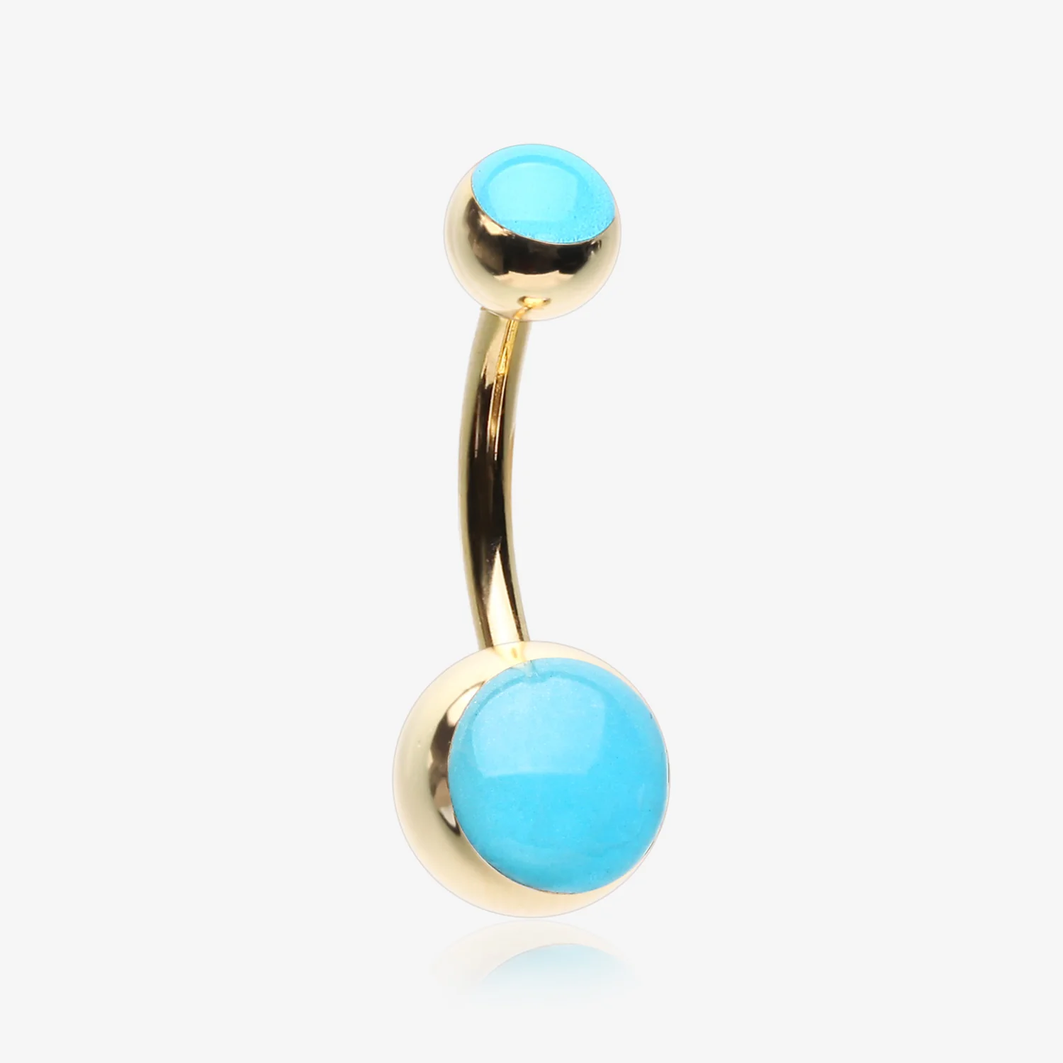 Golden Blue Glow in the Dark Steel Belly Button Ring