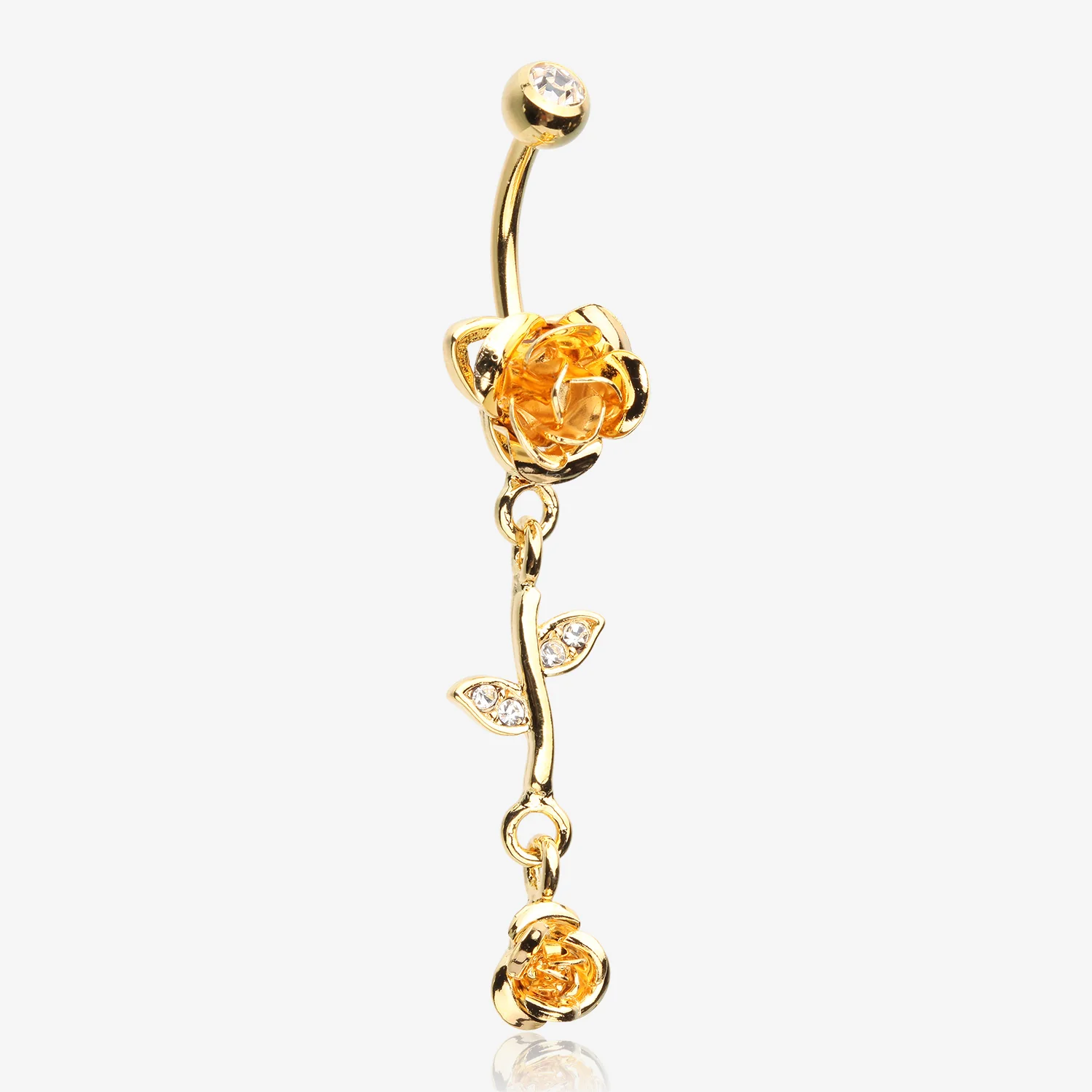 Golden Bright Metal Rose Belly Button Ring