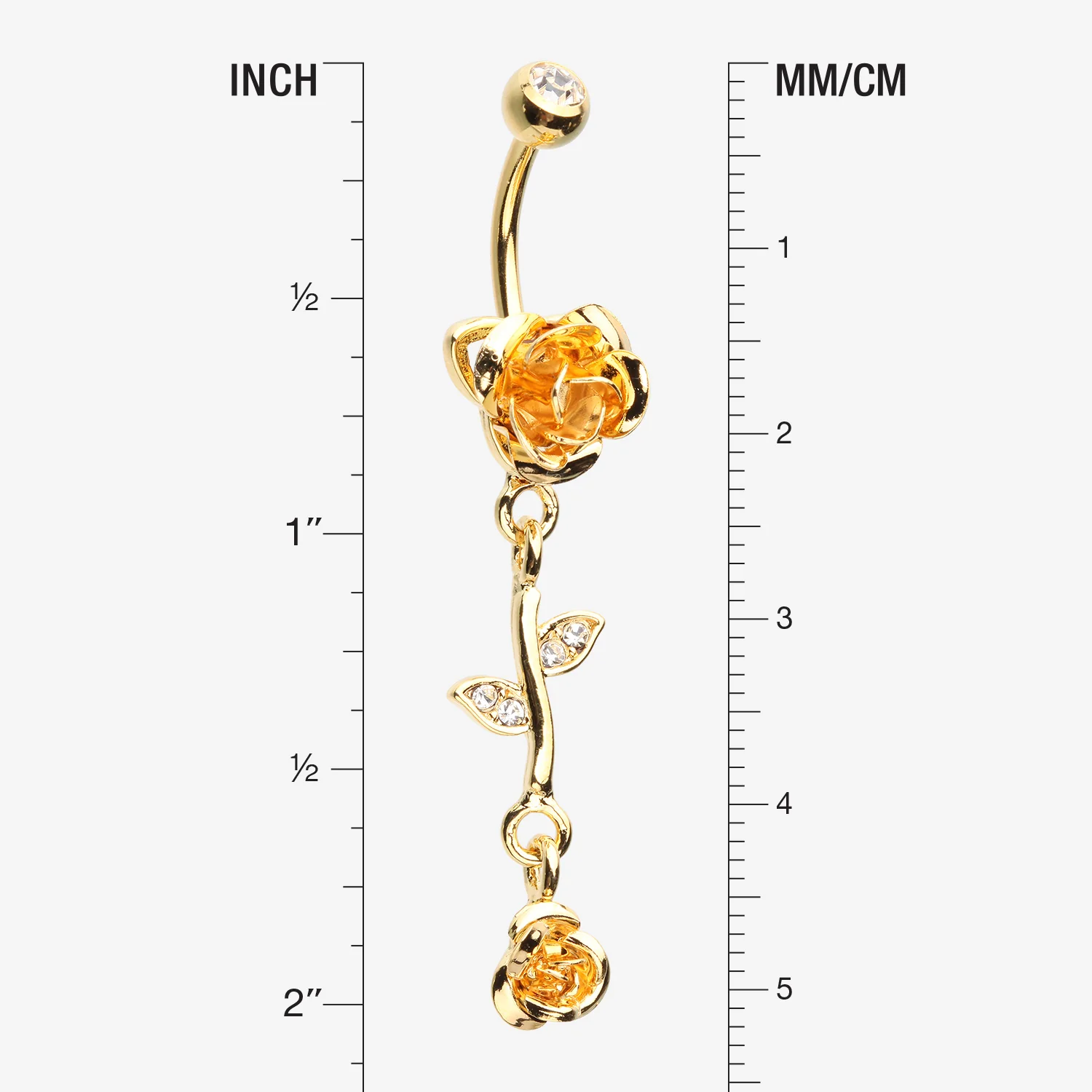 Golden Bright Metal Rose Belly Button Ring - Image 2