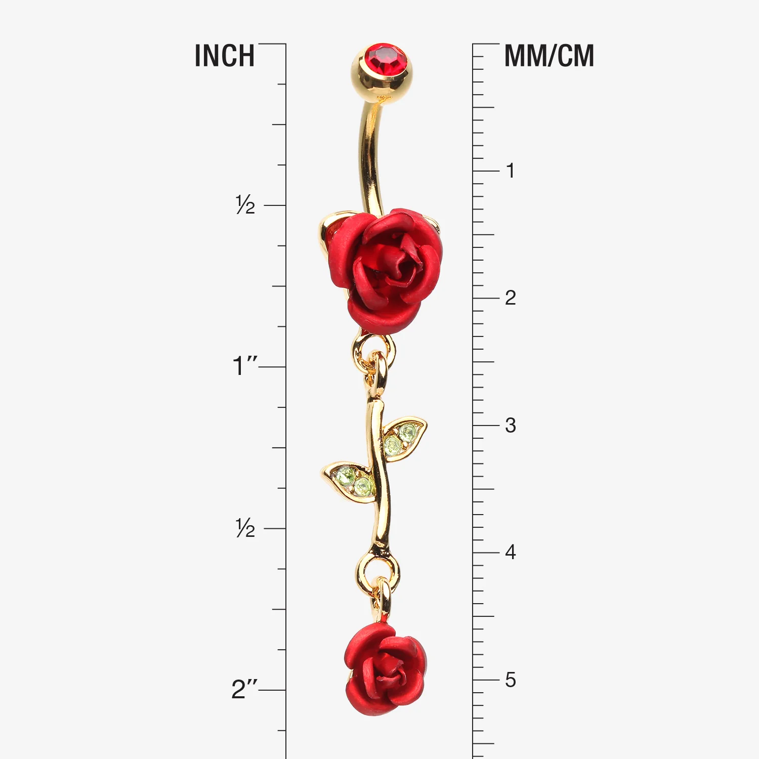 Golden Bright Metal Rose Belly Button Ring - Image 2