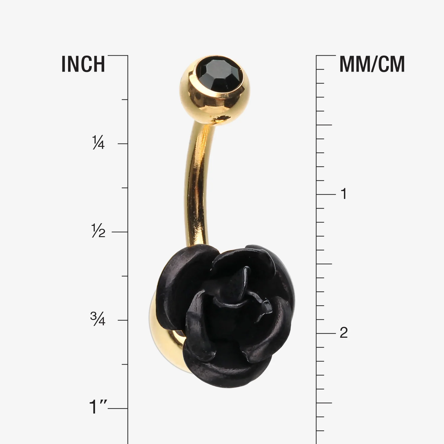 Golden Bright Metal Rose Blossom Belly Button Ring - Image 2