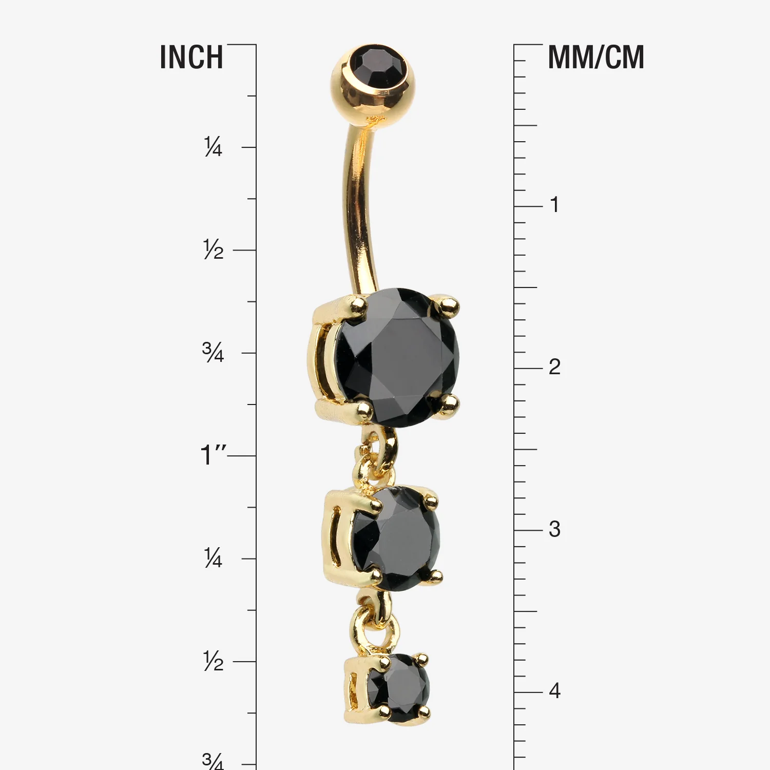 Golden Brilliant Gem Cascade Belly Button Ring - Image 2