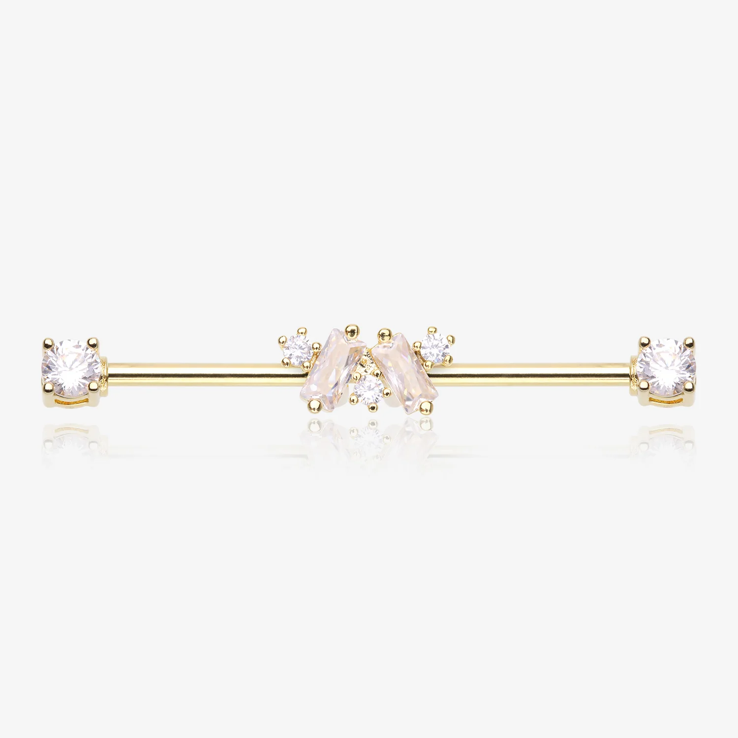 Golden Brilliant Princess Arc Sparkle Ends Industrial Barbell
