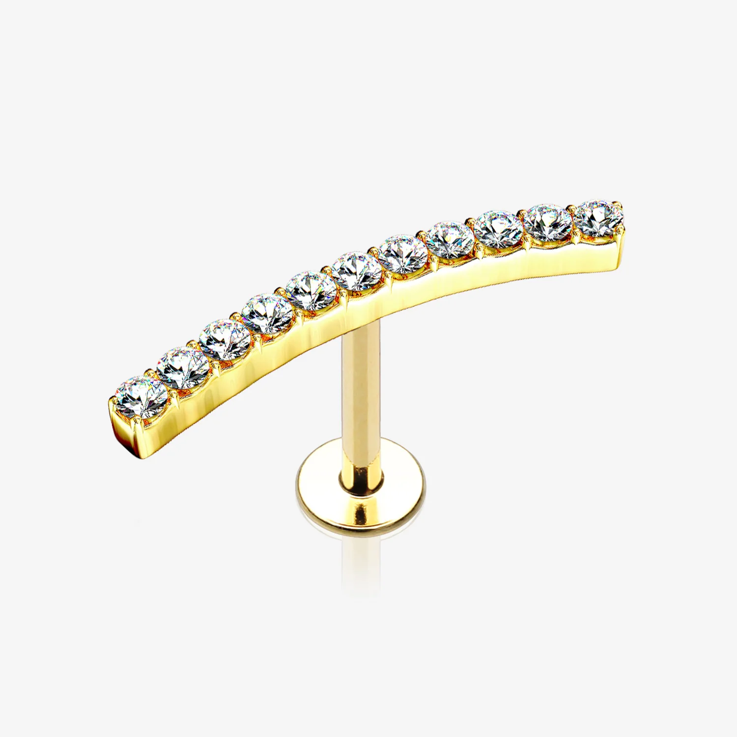 Golden Brilliant Sparkle Gems Journey Top Internally Threaded Steel Labret