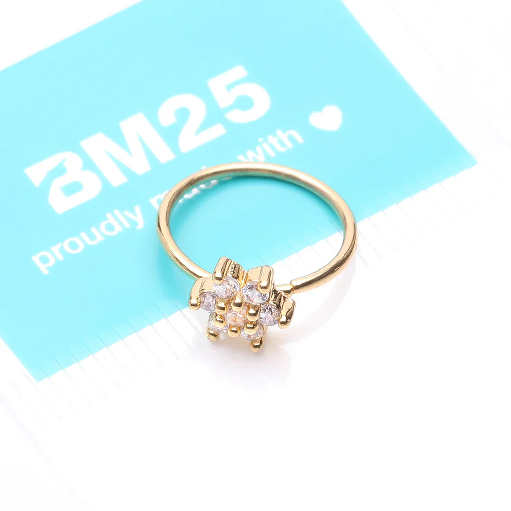 Golden Brilliant Spring Flower Sparkle Bendable Hoop Ring - Image 5