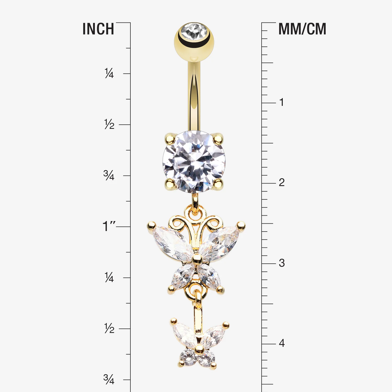 Golden Butterfly Besties Belly Button Ring - Image 2