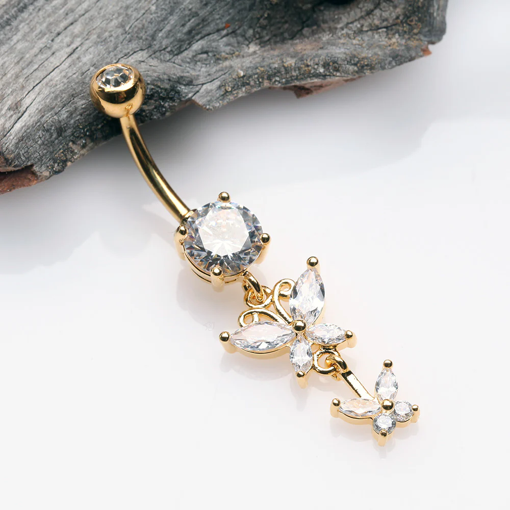 Golden Butterfly Besties Belly Button Ring - Image 3