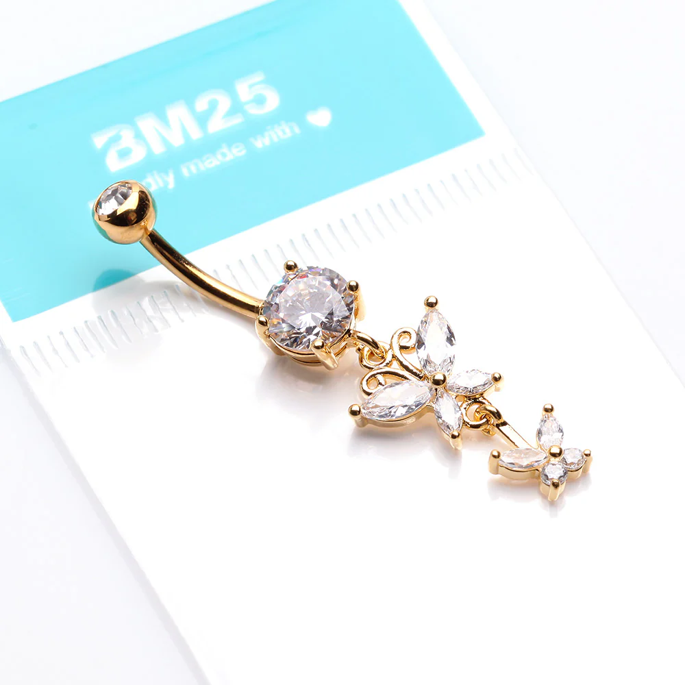 Golden Butterfly Besties Belly Button Ring - Image 4