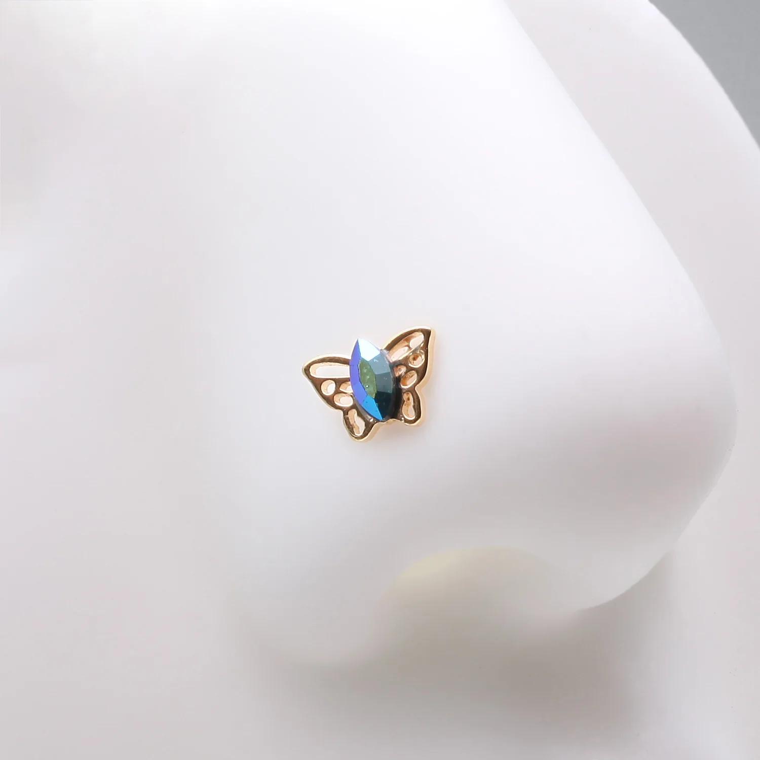 Golden Butterfly Elegance Marquise Sparkle L-Shaped Nose Ring