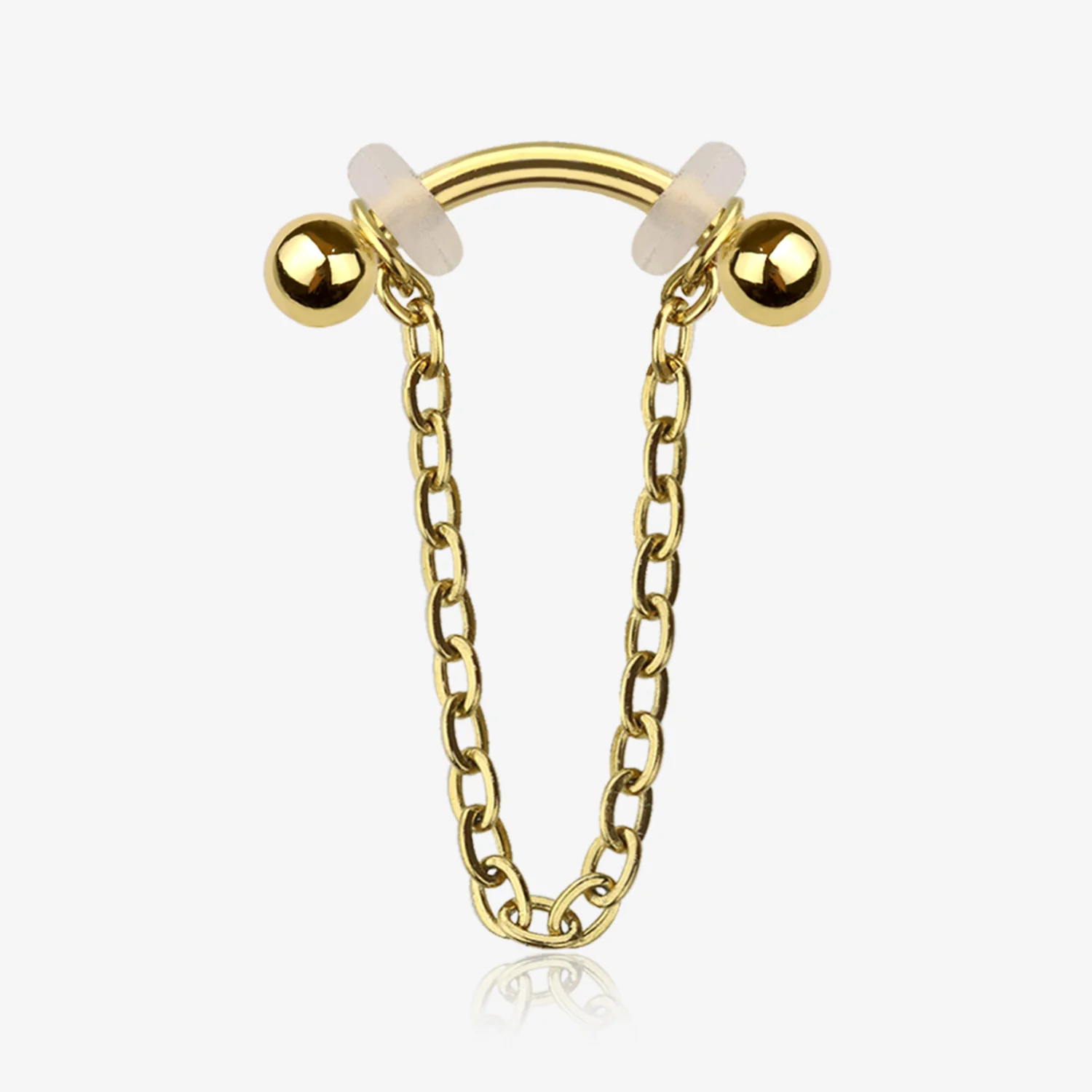 Golden Chained Basic Ball Curved Barbell