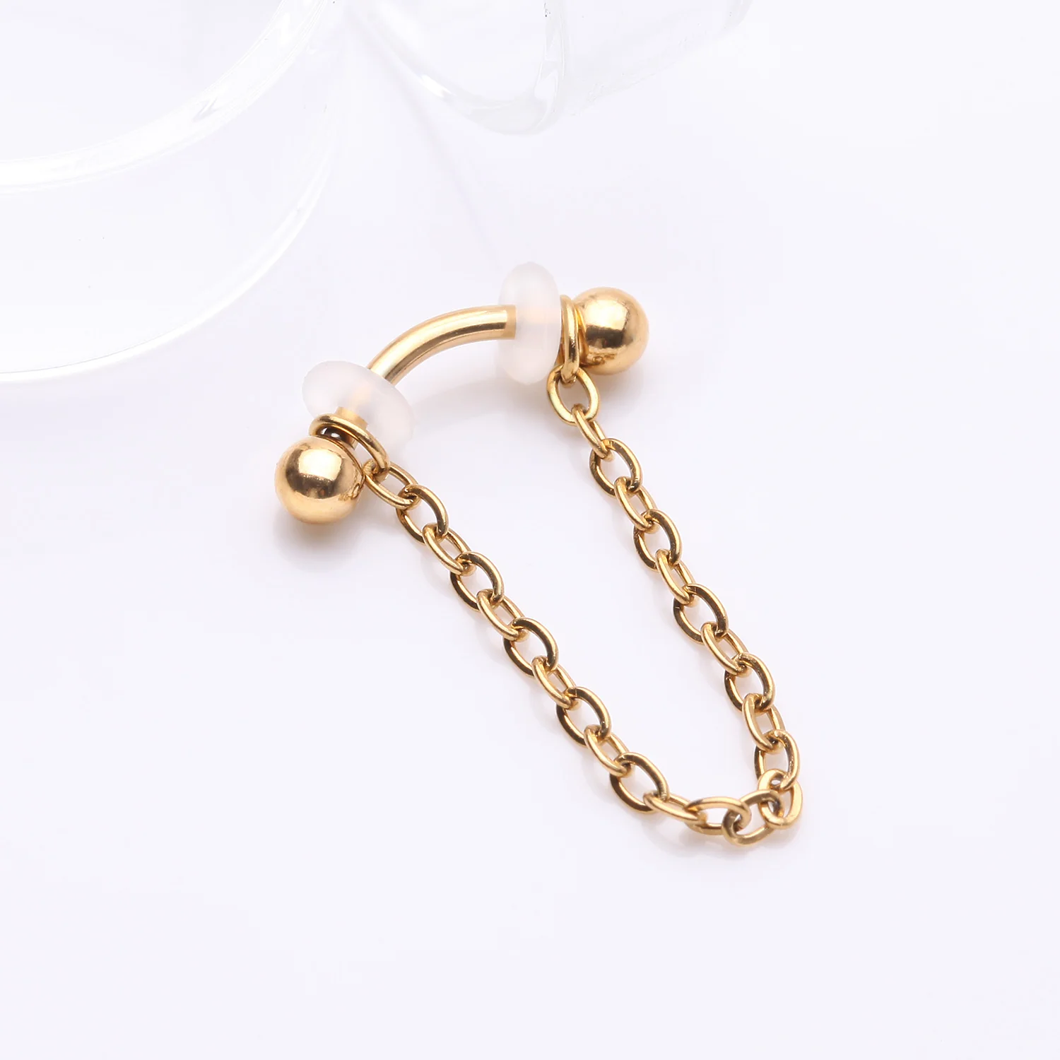 Golden Chained Basic Ball Curved Barbell - Image 2