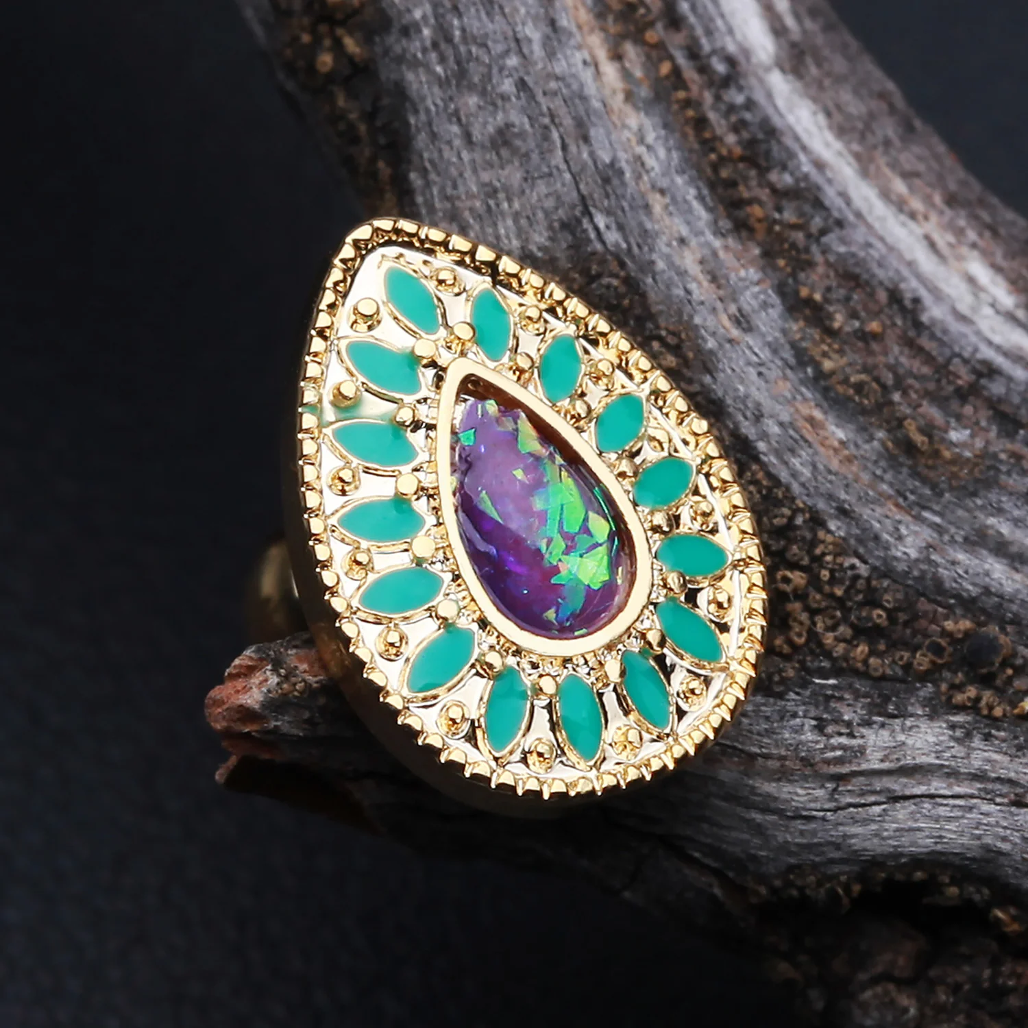 Golden Chakra Opal Cartilage Tragus Earring - Image 2