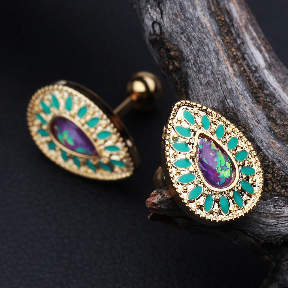 Golden Chakra Opal Cartilage Tragus Earring - Image 3