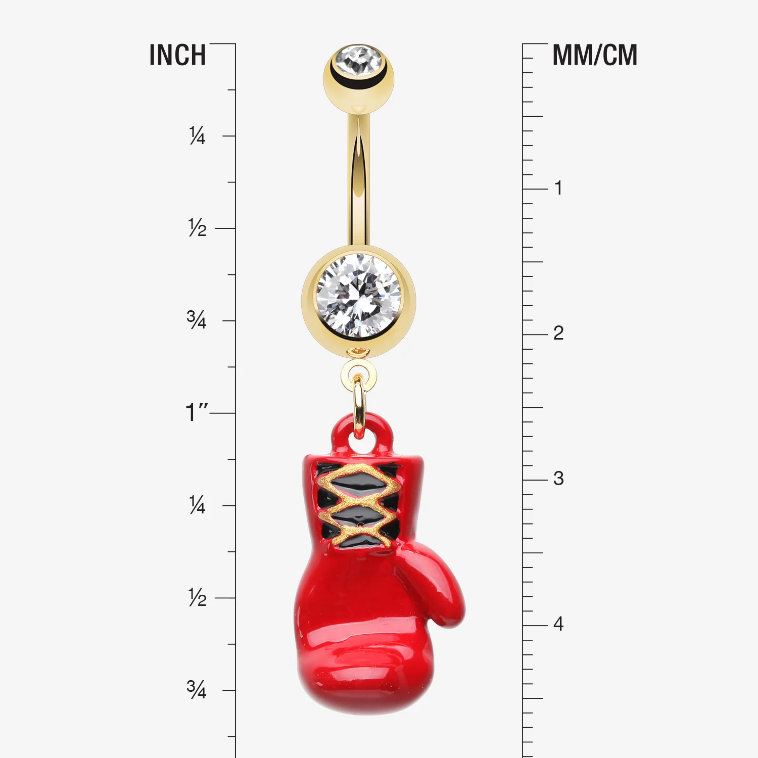 Golden Champ Red Boxing Glove Belly Button Ring - Image 2