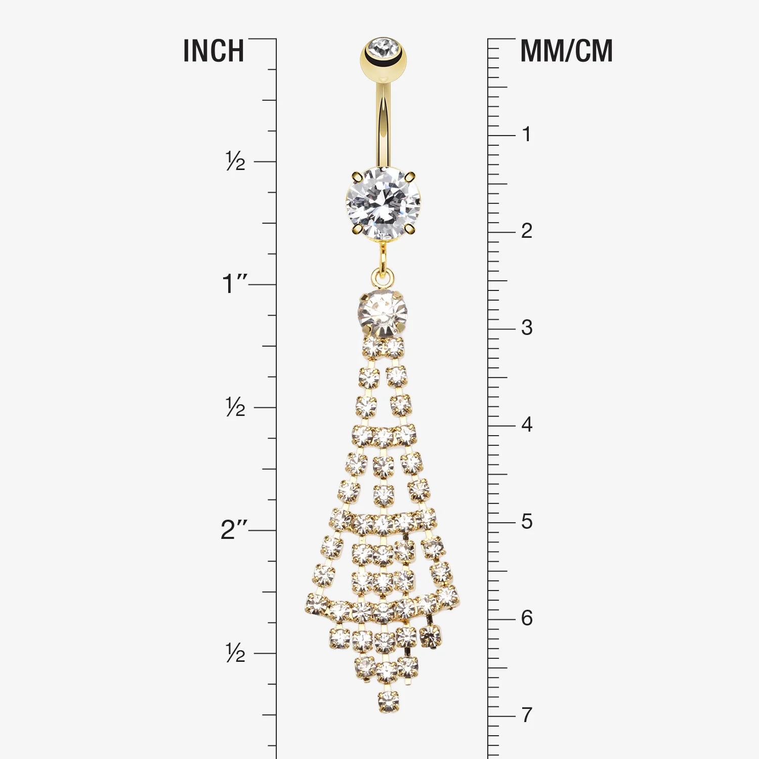 Golden Chandelier Sparkle Belly Button Ring - Image 2