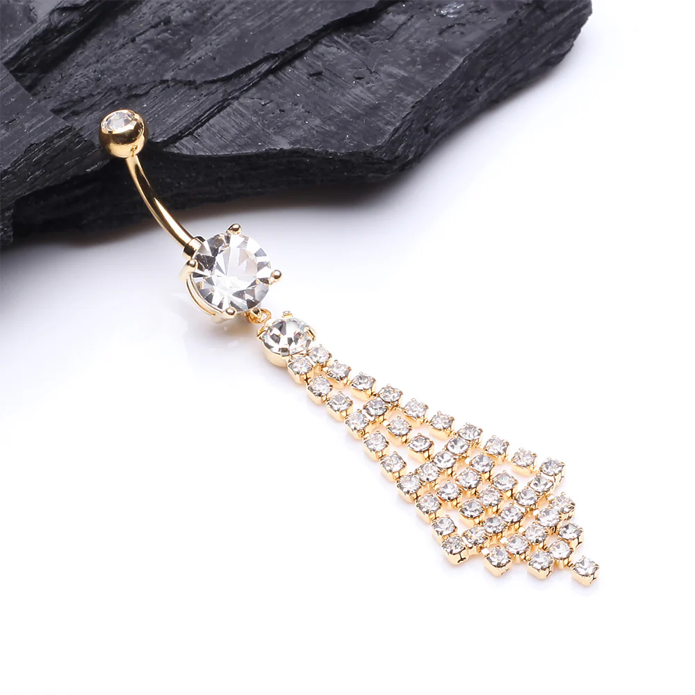 Golden Chandelier Sparkle Belly Button Ring - Image 3