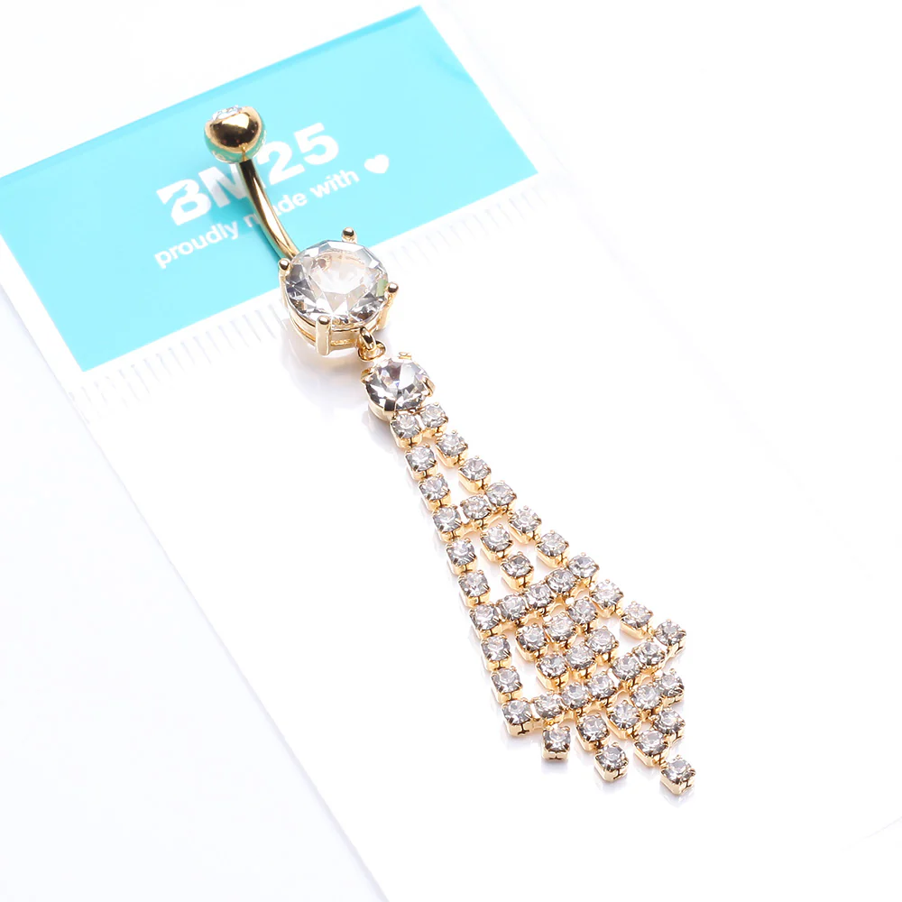 Golden Chandelier Sparkle Belly Button Ring - Image 5