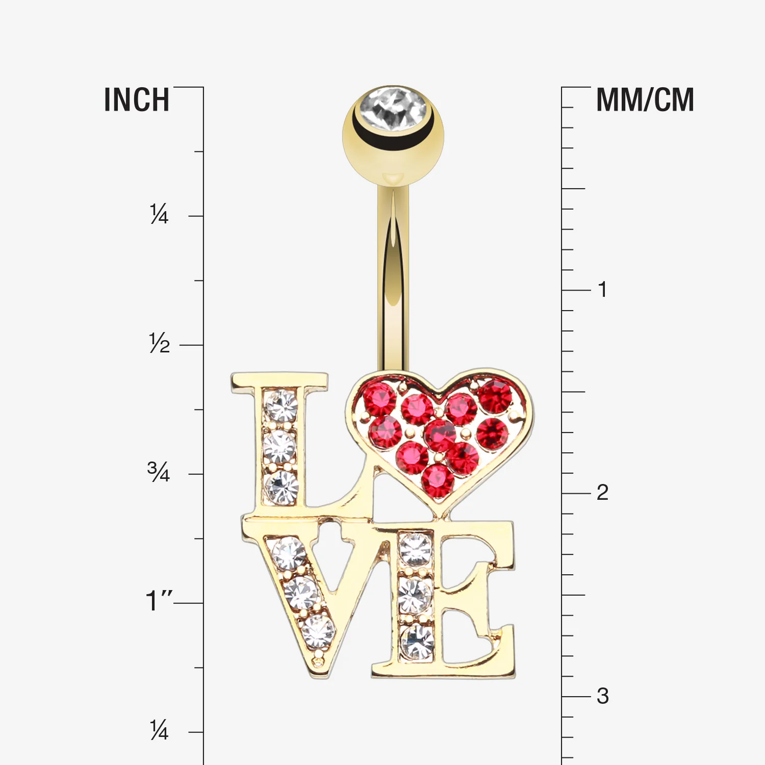 Golden Charming LOVE Belly Button Ring - Image 2
